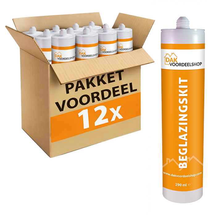 12 stuks Beglazingskit 290ml wit - pakketvoordeel