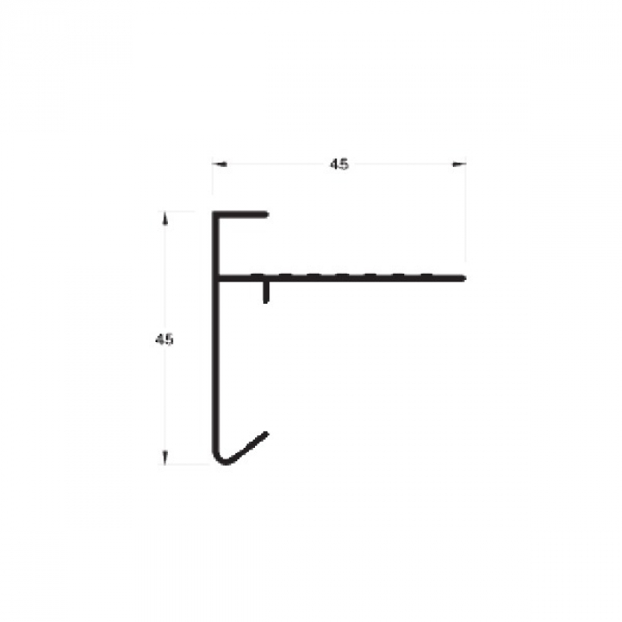 Aluminium Daktrim Zwartgrijs, RAL7021 45 x 45 x 2500mm