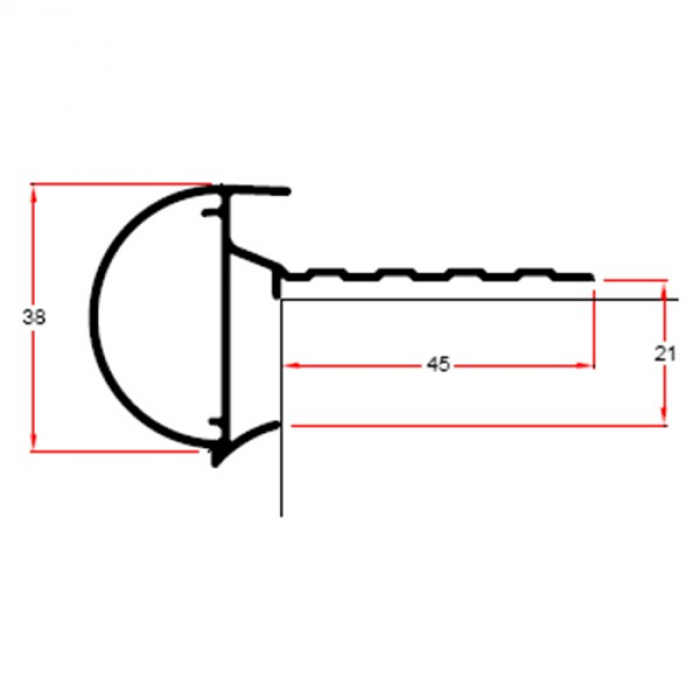 Aluminium Binnenhoek Kraal 38 500 x 500 mm Zwart, RAL9005
