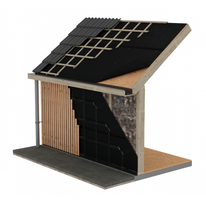 Polytex Fassade ECO zwart (UV-bestendig) 1.50 x 50 m (folie voor wanden)