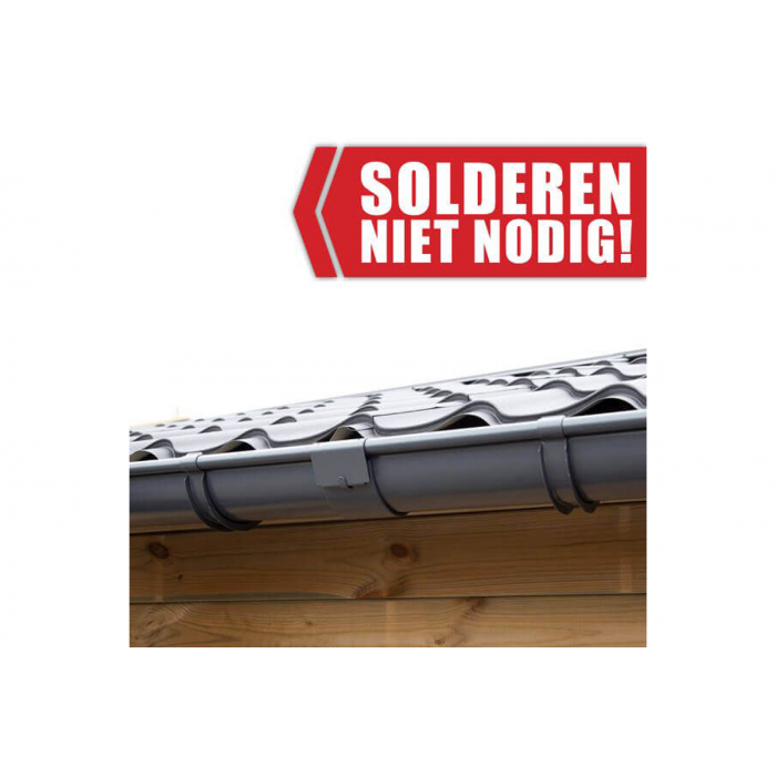 Verzinkte dakgootset compleet - enkelzijdig - 110 mm - antraciet - 340-1360 cm