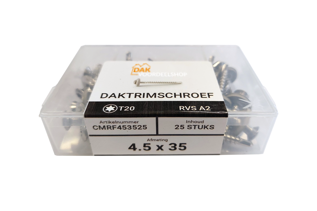 Daktrimschroef RVS A2 4,5 x 35 mm verpakt per 25 stuks