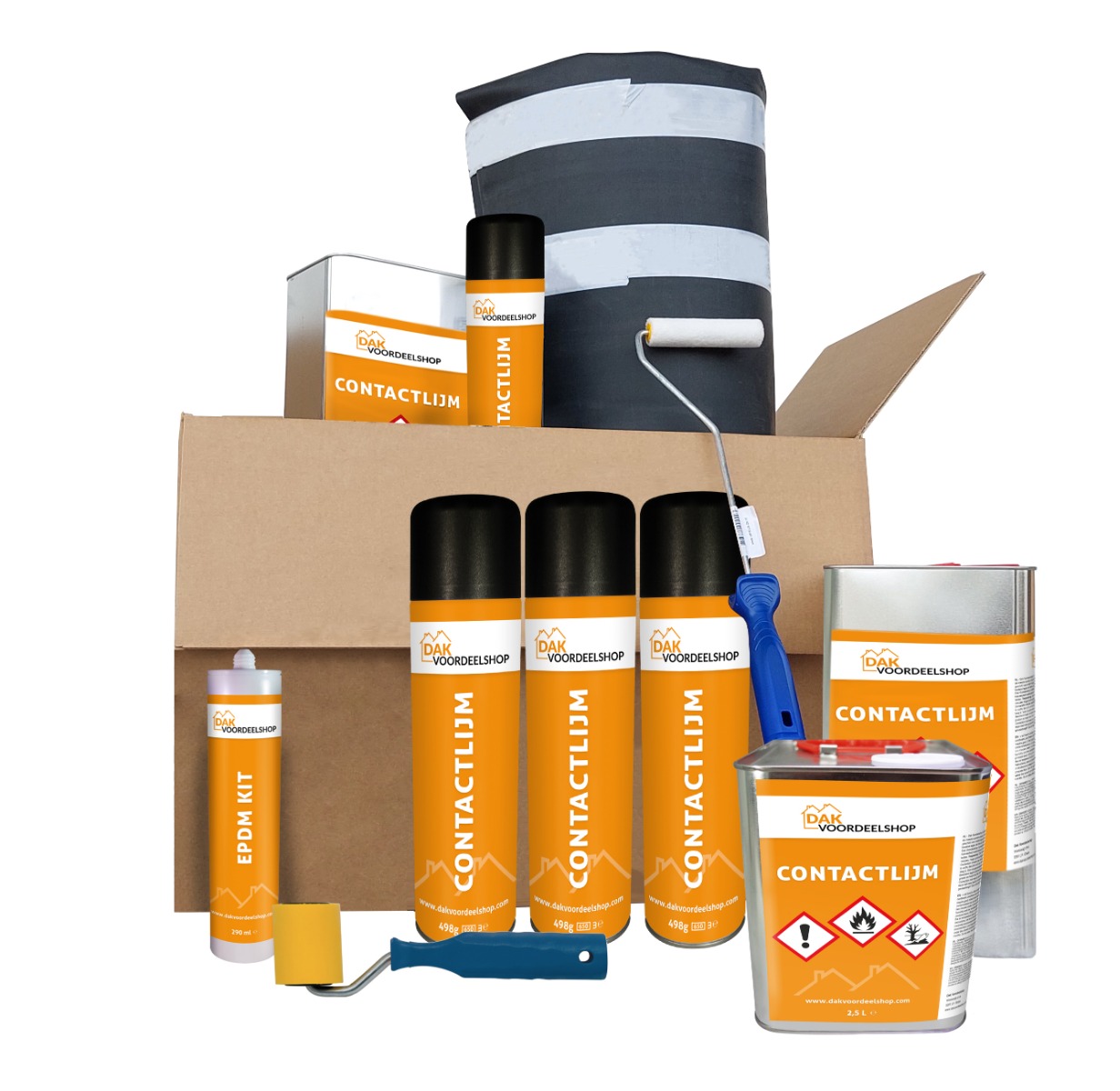 EPDM Dakpakket compleet - 4,58 meter breed - 2,50 meter lang