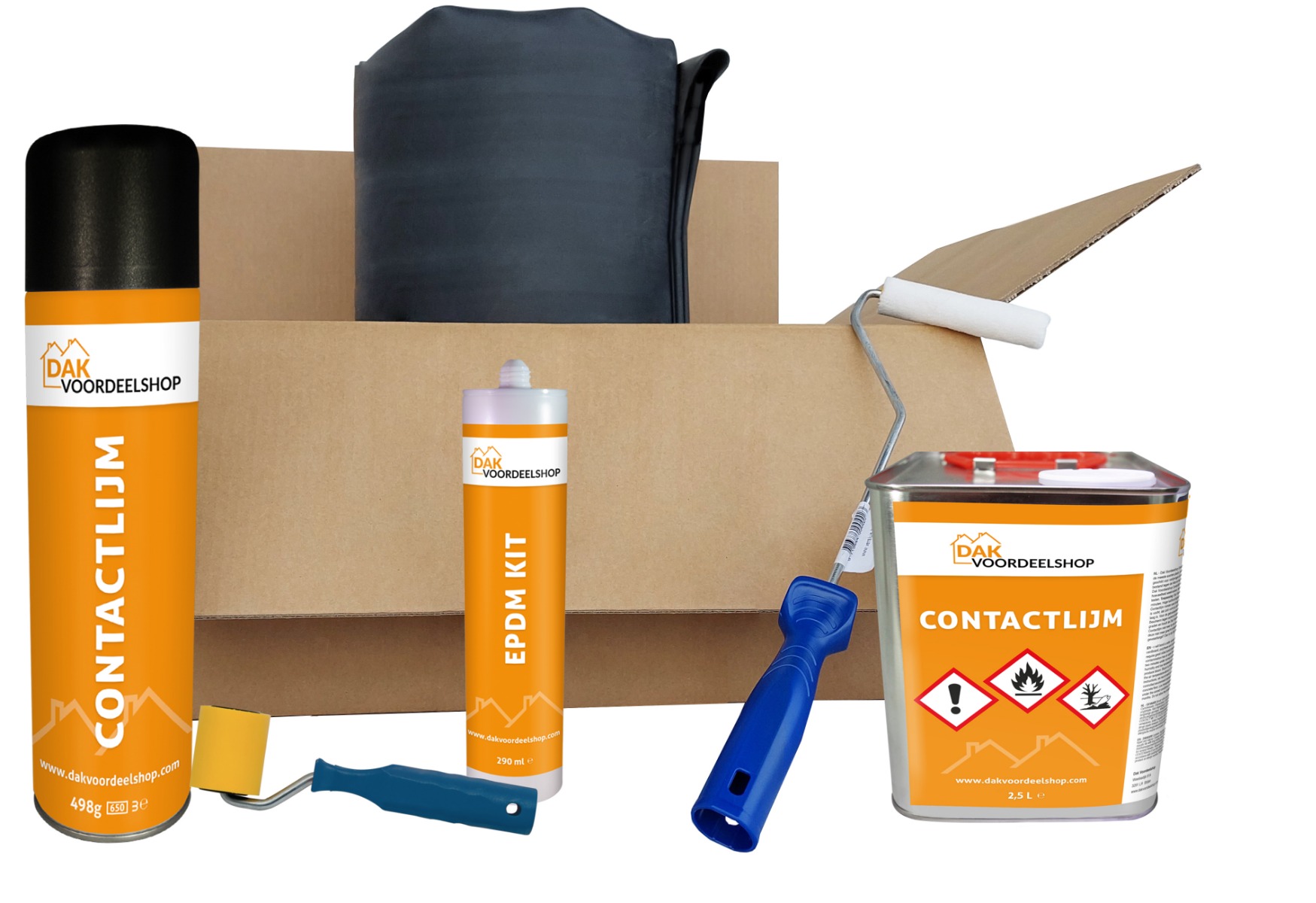 EPDM dakpakket compleet - 3,05 meter breed x 12,50 meter lengte