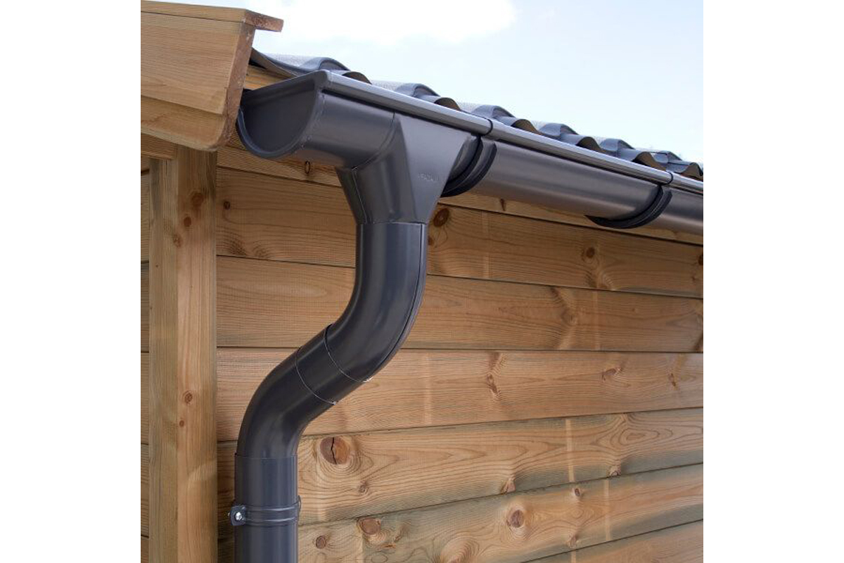 Verzinkte dakgootset antraciet compleet, 340 cm - 1360 cm (dubbelzijdig)-850 cm